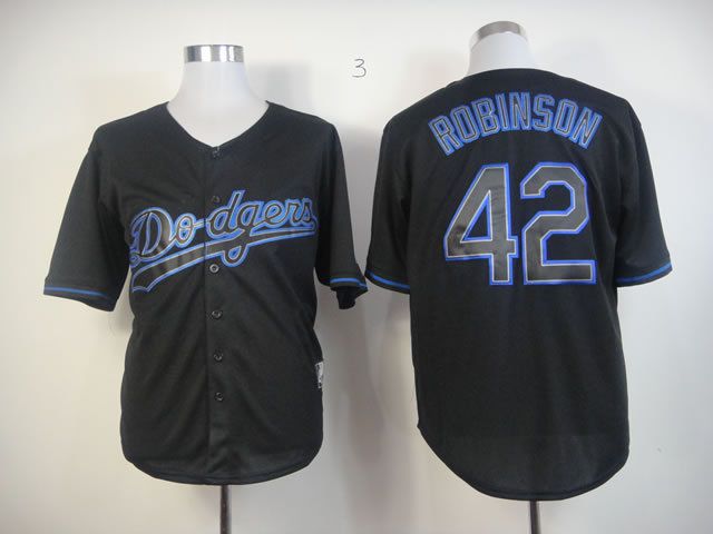 Men Los Angeles Dodgers 42 Robinson Black MLB Jerseys